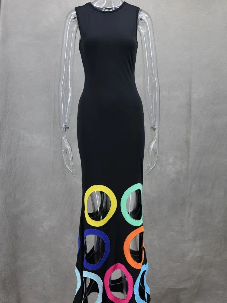 Colorful Hollow Out Dress