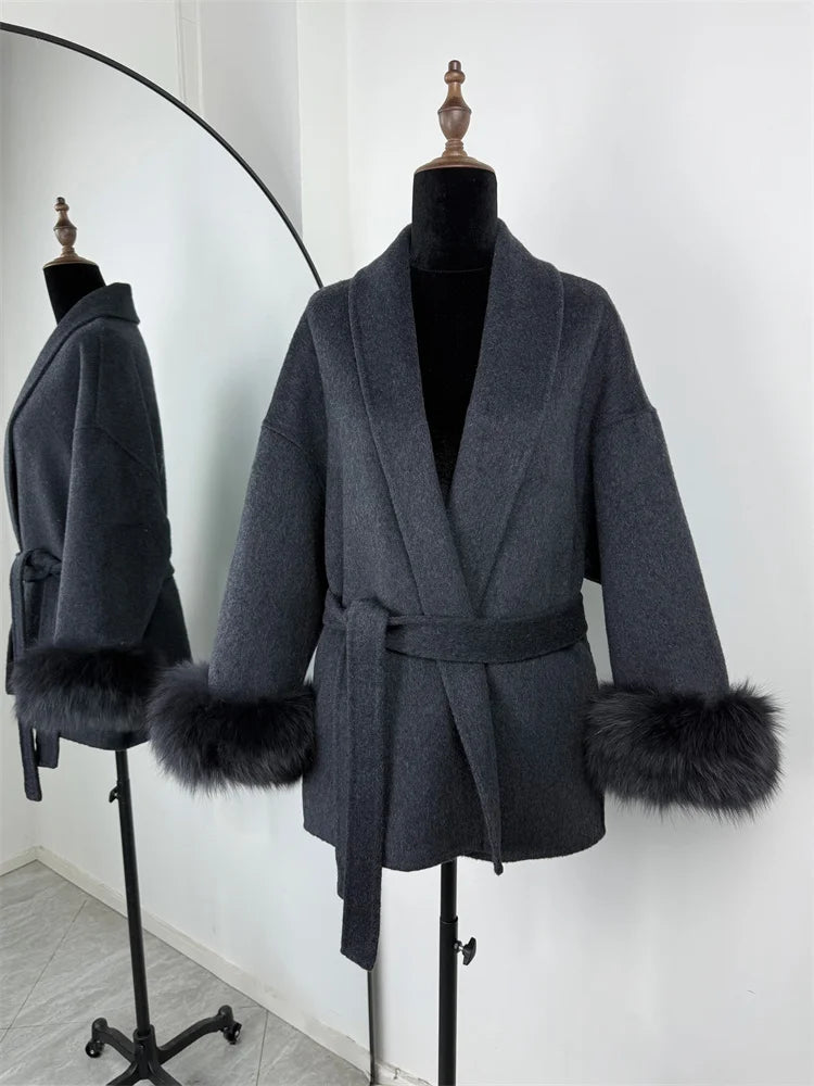 Aureline Fox Fur Wool Coat