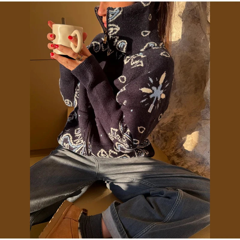 Women’s Jacquard Zip Cardigan