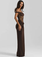One Shoulder Lace Maxi Dress