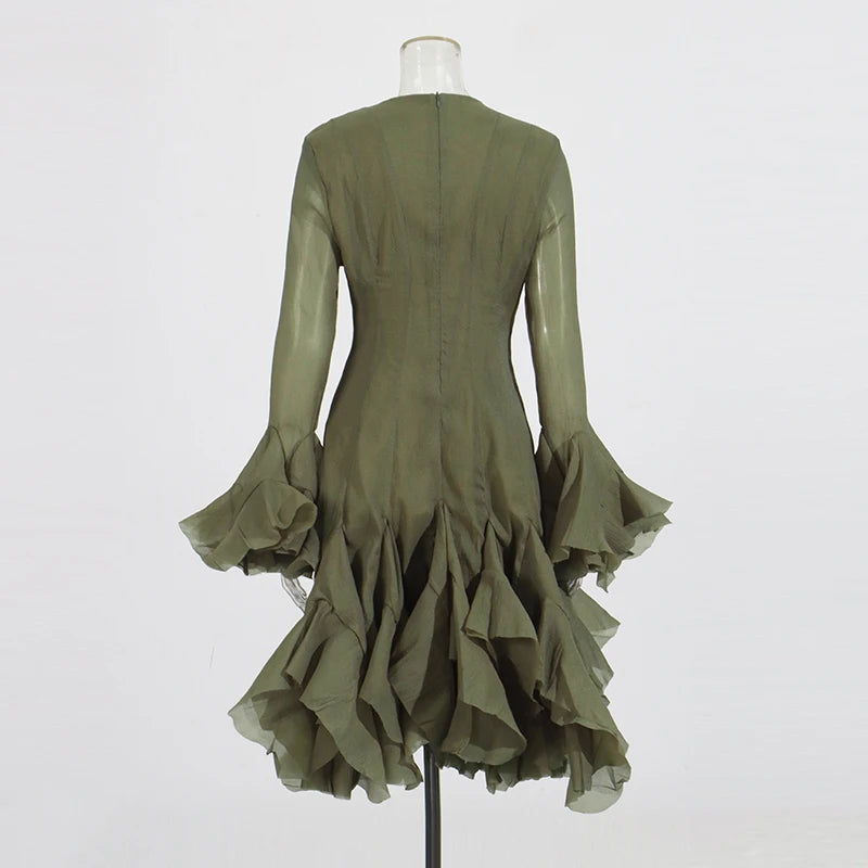 Women’s High Waist Ruffle Dress