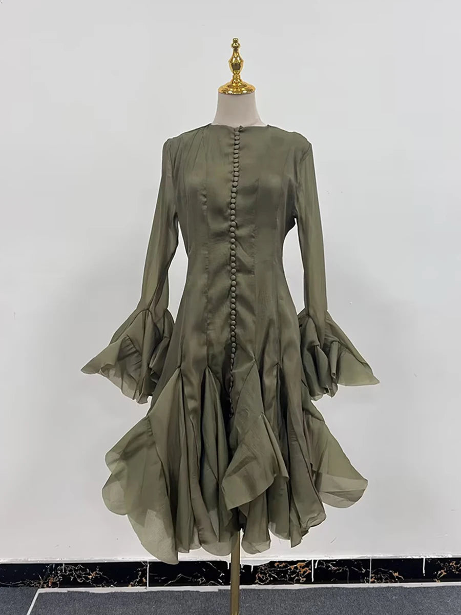 Women’s High Waist Ruffle Dress