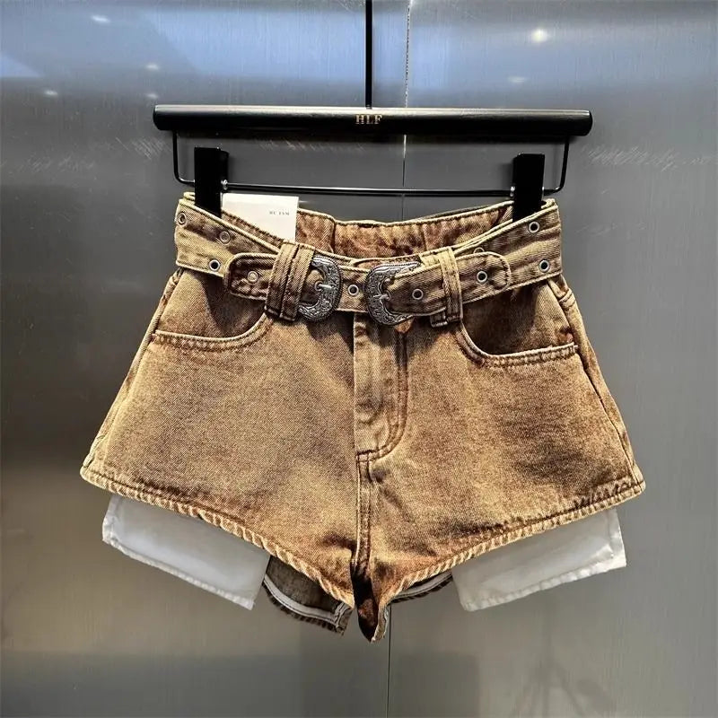 Women’s Orange Denim Shorts