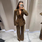 Women’s Velvet Blazer Suit Set