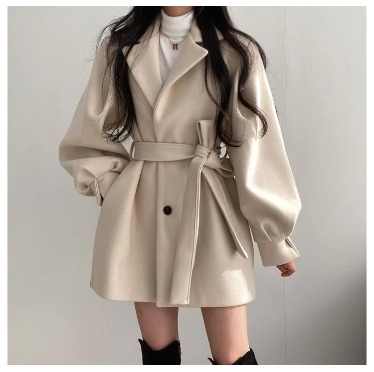 Isadora Lace-Up Wool Coat