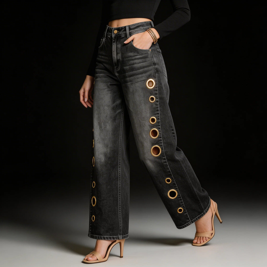 Luna Cutout Wide Leg Jeans