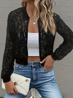 Celina Crop Lace Bomber