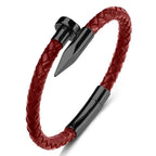 Nail leather men bracelet
