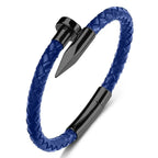 Nail leather men bracelet