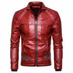 Punk Detachable Fur Collar Thickened PU Leather Jacket