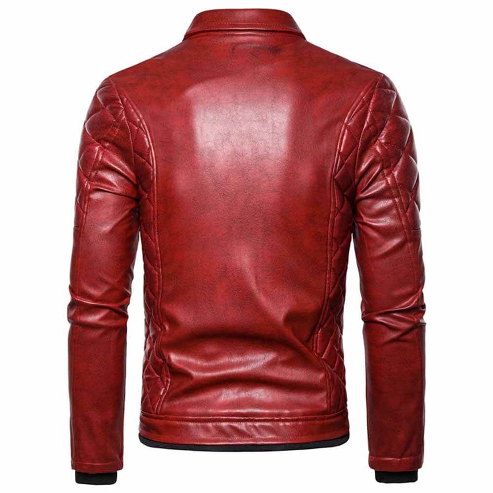 Punk Detachable Fur Collar Thickened PU Leather Jacket