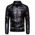 Punk Detachable Fur Collar Thickened PU Leather Jacket
