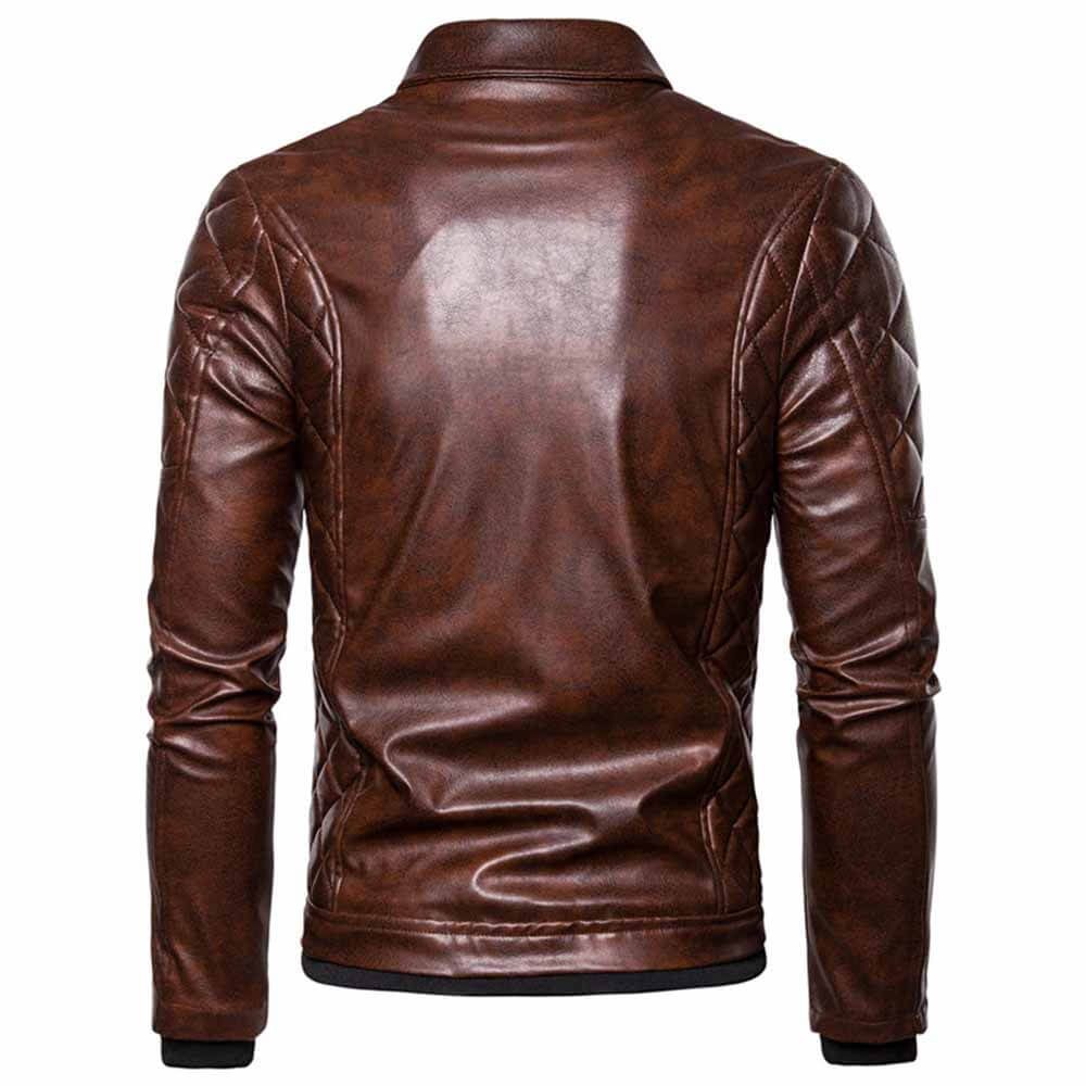 Punk Detachable Fur Collar Thickened PU Leather Jacket