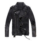 Punk Ripped Patch Men's Denim Biker Jacket