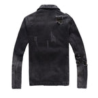 Punk Ripped Patch Men's Denim Biker Jacket