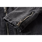 Punk Ripped Patch Men's Denim Biker Jacket