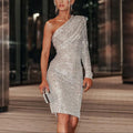 Sparkly One Shoulder Midi Dress