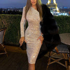 Sparkly One Shoulder Midi Dress