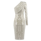 Sparkly One Shoulder Midi Dress