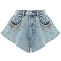 Sparkly Rhinestone Denim Shorts