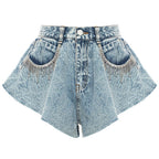 Sparkly Rhinestone Denim Shorts