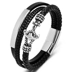 Weave triple leather bracelet
