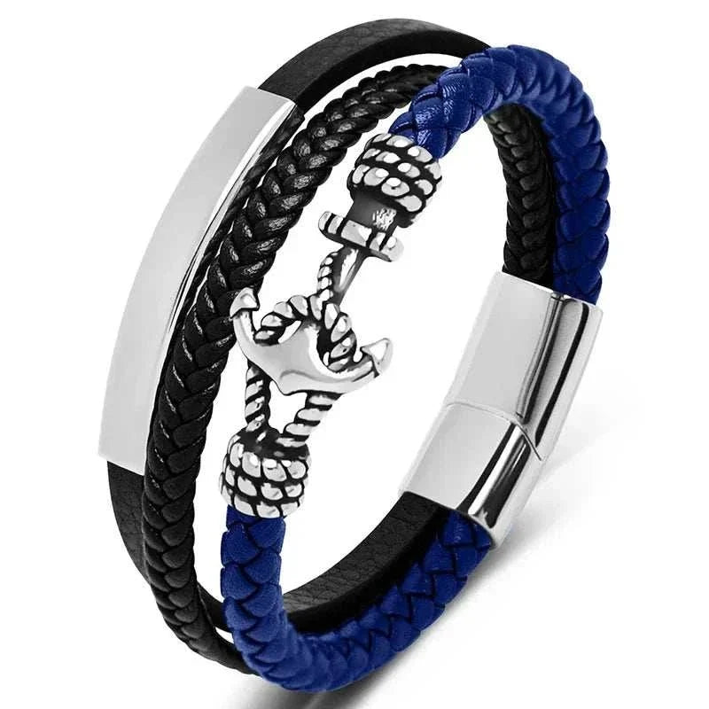 Weave triple leather bracelet