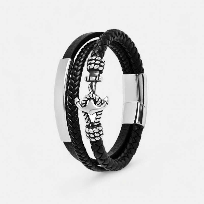 Weave triple leather bracelet