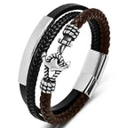 Weave triple leather bracelet