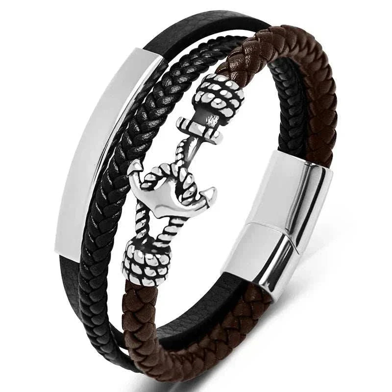 Weave triple leather bracelet