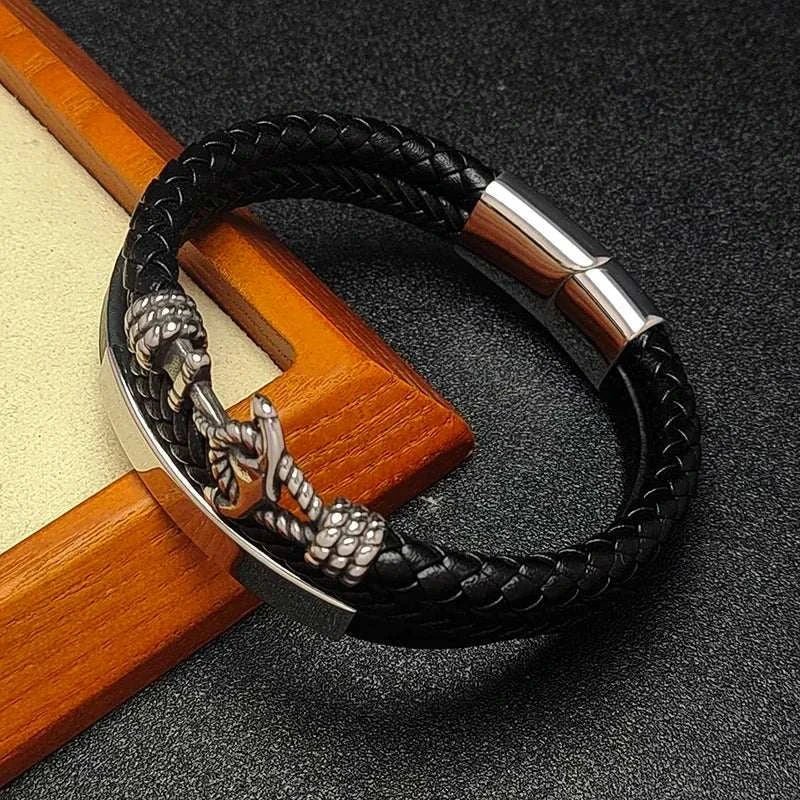 Weave triple leather bracelet