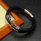 Weave triple leather bracelet