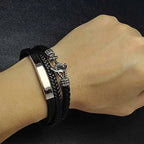 Weave triple leather bracelet