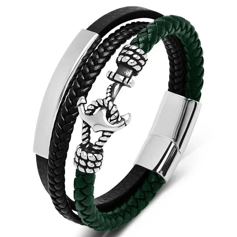Weave triple leather bracelet