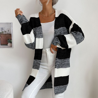 Patchwork Knitted Long Sweater