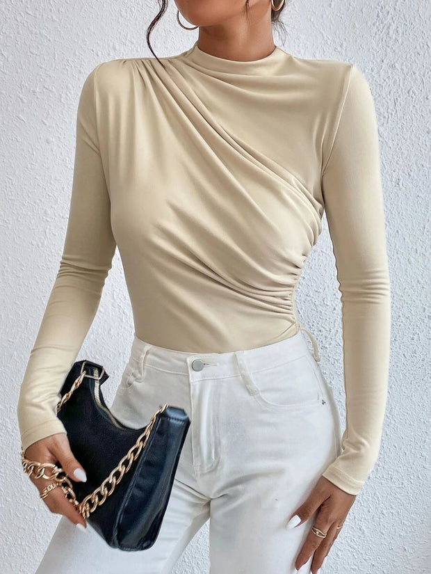 RUCHED LONG SLEEVES TOP