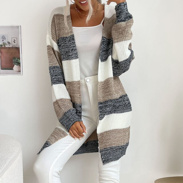 Patchwork Knitted Long Sweater