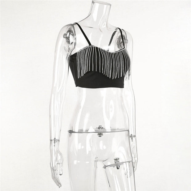 Rhinestone Tassel Top