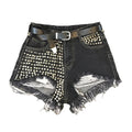 Rivet Beading Denim Shorts