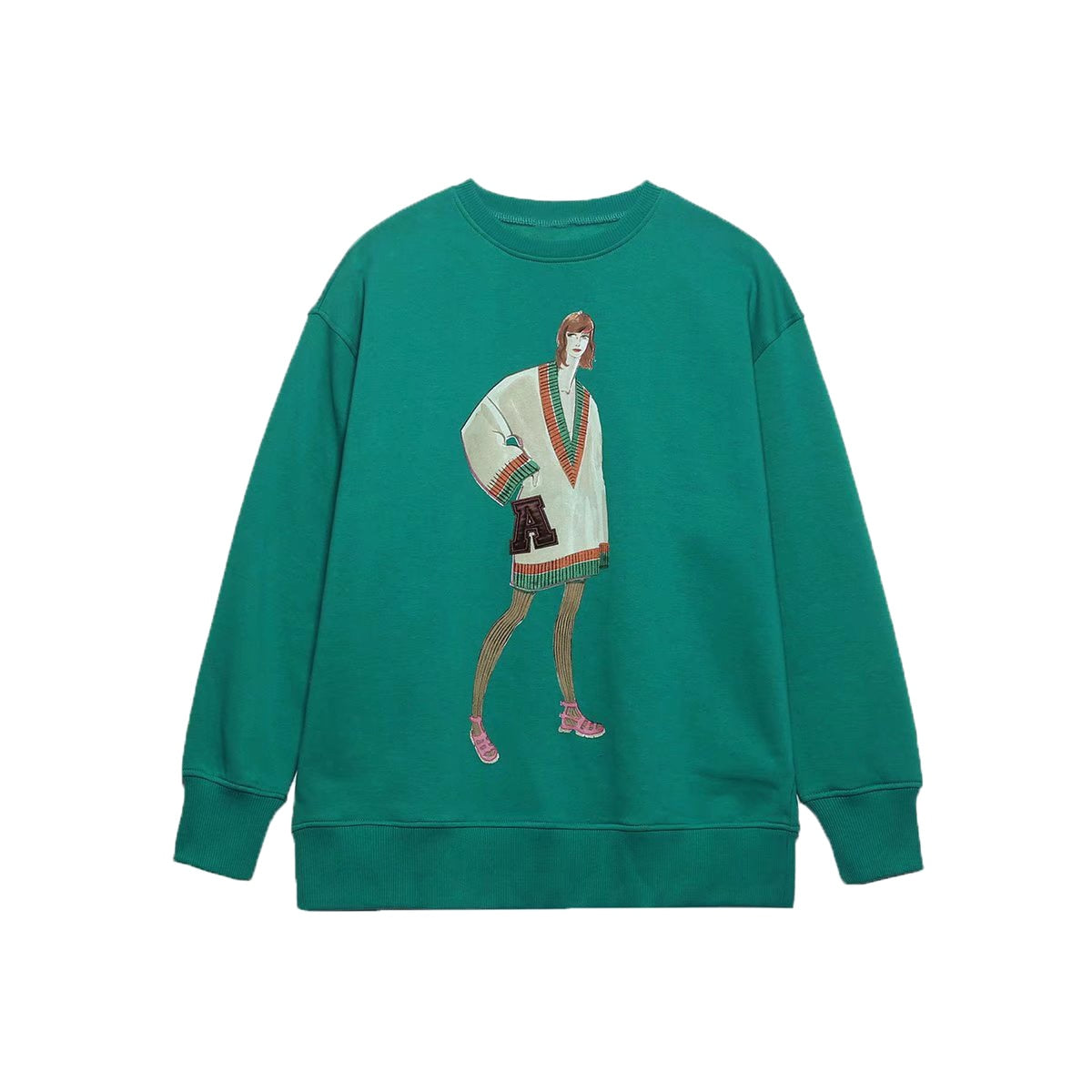 Green Print Sweatshirt