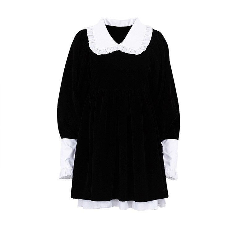 Velvet Doll Collar Dress