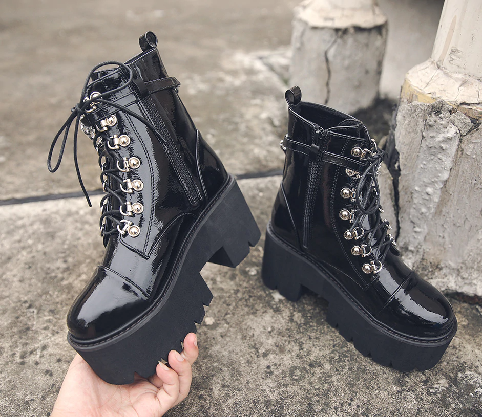 Leather Chain Boots