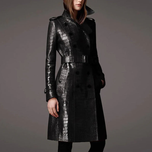 Elegant Leather Trench Coat