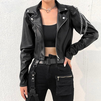 Punk Cropped Leather Jacket