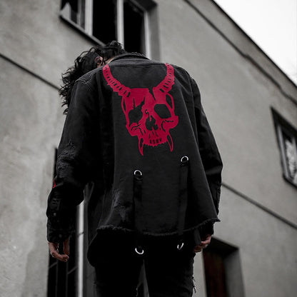 Skull Black Denim Rock Jacket