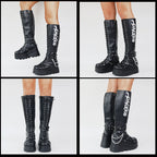 Flame Chain High Heels Boots