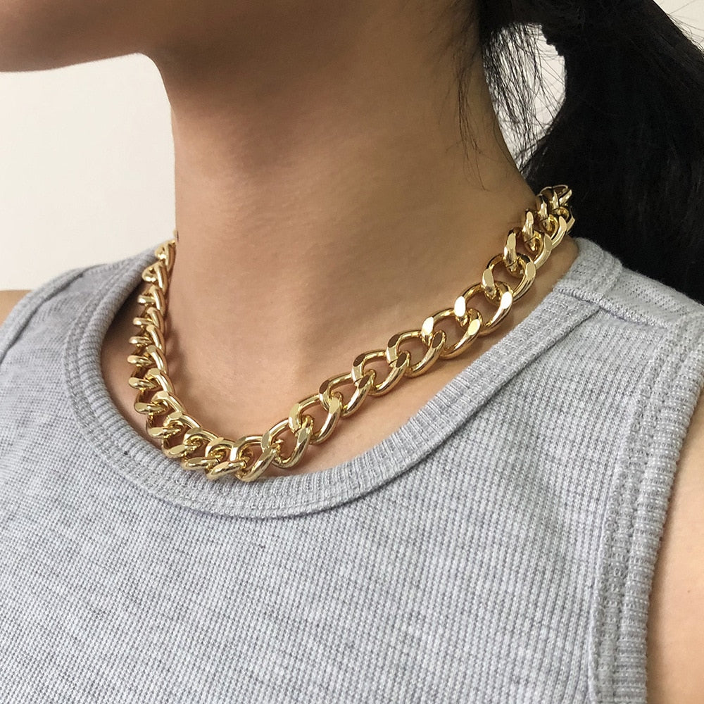 Thick Lock Chain Necklace