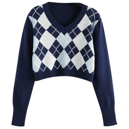 Crop Geometric Sweater
