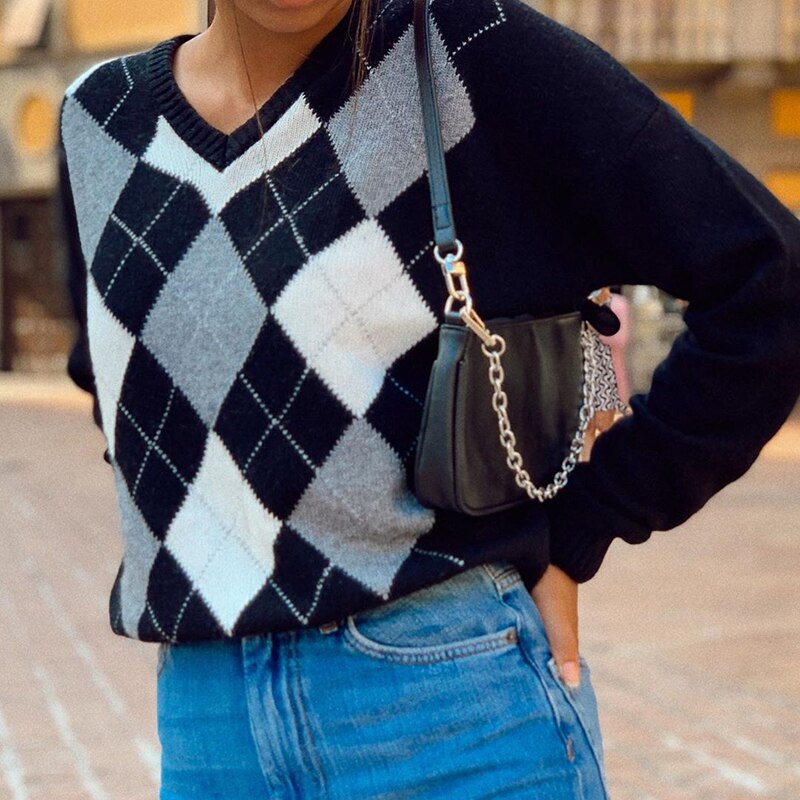 Plaid Knitted Sweater