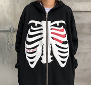 Black Skeleton Heart Hoodie